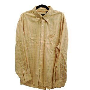 Van Heusen Wrinkle-Free Yellow Plaid Button Down Shirt XL ✨50% Off Bundles 3+